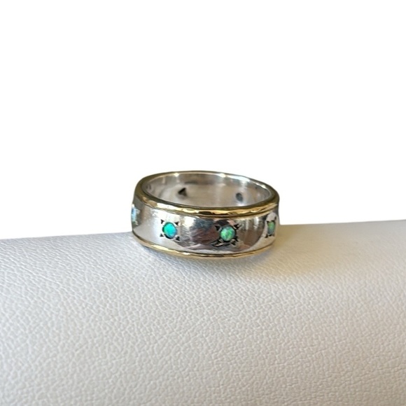 Sundance Opal Sterling and Gold Band Ring Size 5.25 - Picture 1 of 10